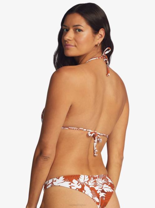 X4FH975 baked clay retro floral Endless Swell Elongated Tiki Triangle Bikini Top Women Roxy | Bikini Tops