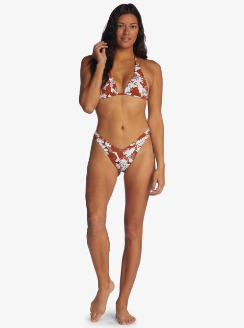 X4FH975 baked clay retro floral Endless Swell Elongated Tiki Triangle Bikini Top Women Roxy | Bikini Tops