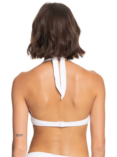 X4FH998 bright white Shadow In The Sun Halter Bikini Top Women Roxy | Bikini Tops