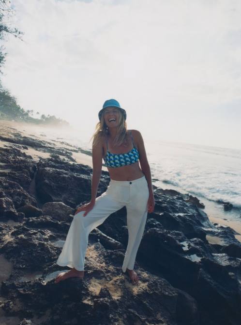 X4FH701 geo vibe almost blue Geo Vibe Bralette Bikini Set Women Roxy | Bikinis