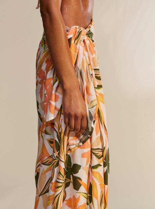 X4FH819 bright white subtly salty mult Cool And Lovely Sarong Women Roxy | Cover Ups