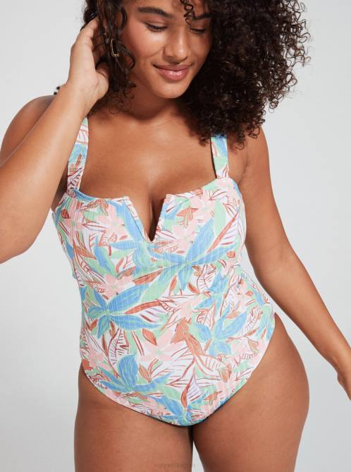 X4FH1052 sprucetone les fleurs Love Rib The Coco D-Cup One Piece Swimsuit Women Roxy | One Pieces