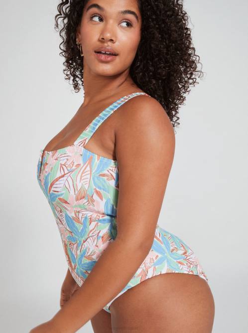 X4FH1052 sprucetone les fleurs Love Rib The Coco D-Cup One Piece Swimsuit Women Roxy | One Pieces