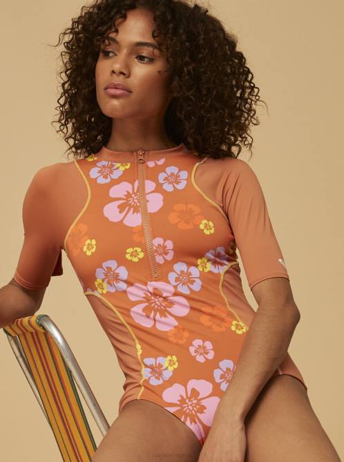 X4FH584 sunburn positivity paradise Surf.Kind.Kate. Short Sleeve One-Piece Swimsuit Women Roxy | One Pieces